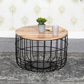 Surrey Removable Top Solid Mango Wood Round Coffee Table