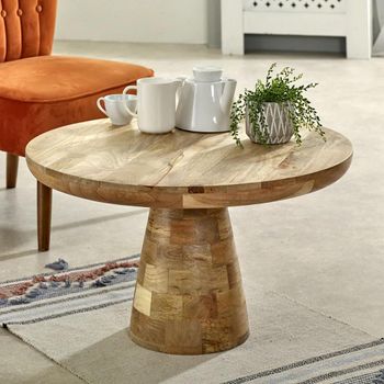Surrey Solid Mango Wood Round Coffee Table