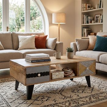 Sorio Reclaimed Wood 2 Drawer Coffee Table