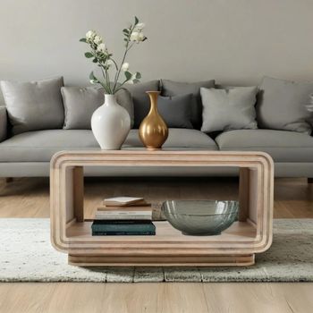 Hudson Ribbed Carved Mango Wood Coffee Table