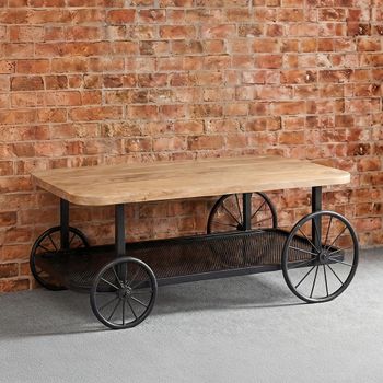 Craft Industrial Style Solid Mango Wood Coffee Table
