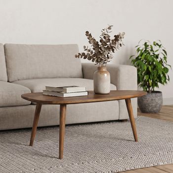 Surya Century Triangular Solid Mango Wood Coffee Table