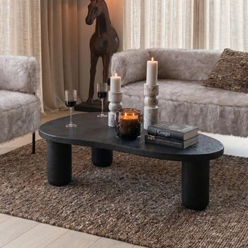 Abstract Black Wood Large Coffee Table