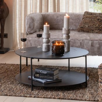 Dark Brown Metal Large Round Coffee Table