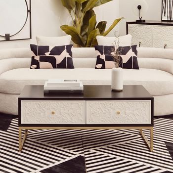Dumas Black and White 4 Drawer Coffee Table