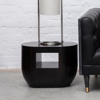 Gabelle Dark Bamboo Wood Small Oval Coffee Table