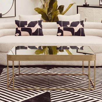 Ella Mirrored with Gold Metal Coffee Table