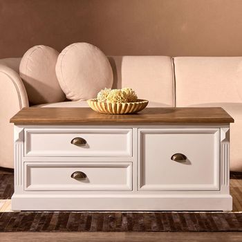 Hardwick Low White Wood 3 Drawer Coffee Table