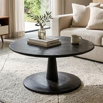 Brix Vivian Black Mango Wood Round Coffee Table