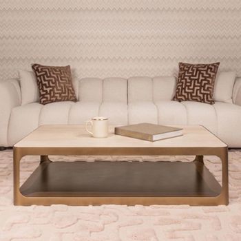 Claridge Beige Brushed Gold Ceramic Top Coffee Table