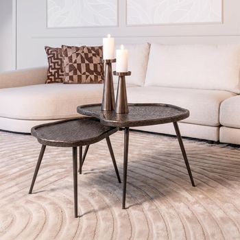 Set of 2 Bean Abstract Brunzae Metal Coffee Table