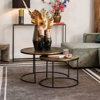 Tulum Brushed Gold 2 Tier Round Coffee Tables