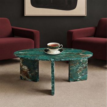Halo Amazon Green Marble Effect Round Coffee Table