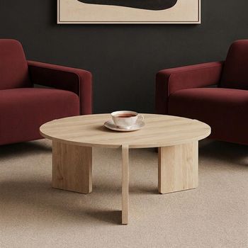 Halo Oak Wood Round Coffee Table