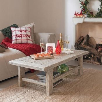 Unique One of a Kind - Rustic Natural Distressed Wood Rectangle Coffee Table