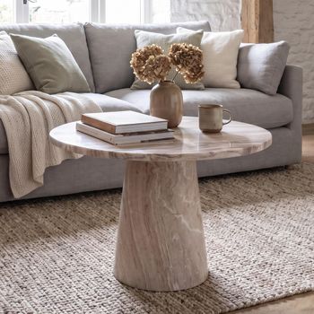 Carrara Beige Marble Round Coffee Table