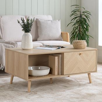 Herringford Oak Chevron 1 Drawer Coffee Table