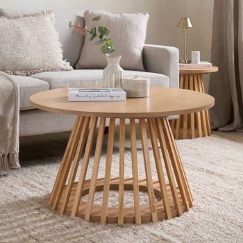Kylo Oak Slatted Base Round Coffee Table