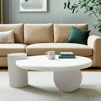 Geo White Abstract Low Coffee Table