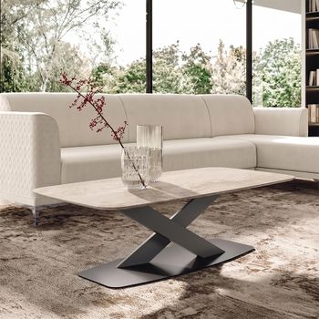 Krystal Italian Ceramic and Metal Coffee Table
