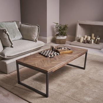 Capri Brushed Gunmetal Base Mango Wood Coffee Table