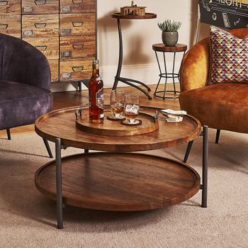 Evansville Mango Wood Round Coffee Table