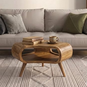 Surya Century Natural Mango Wood Small Tri Coffee Table