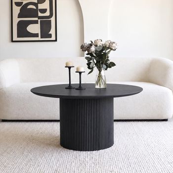 Bern Fluted Black Drum Base Round Coffee Table