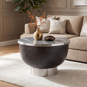 Palermo Grey Metal Large Round Storage Coffee Table