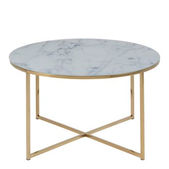 Alisma White Marble Round Coffee Table with Gold Legs