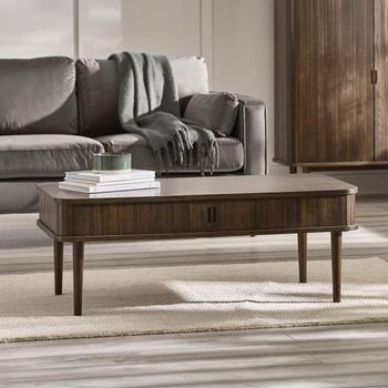 Arya Ribbed Dark Oak 2 Door Coffee Table