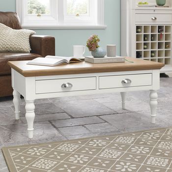 Hampstead Two Tone 2 Drawer Coffee Table with Turned Leg