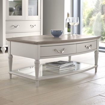 Montreux Drawer Grey Washed Oak and Soft Grey 2 Drawer Coffee Table