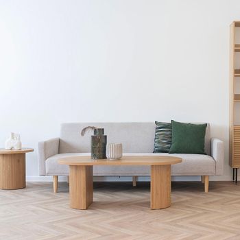 Boavista Fluted Natural Wood Oval Coffee Table