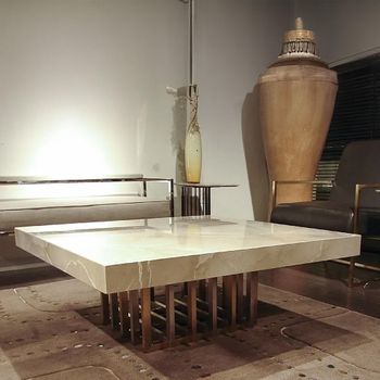 Cage Occasional Square Table Marble with Metal Base - Sizes Available