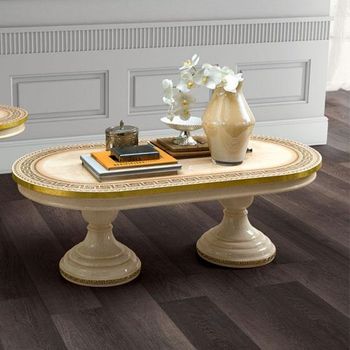 Aida Italian Ivory Oval Coffee Table