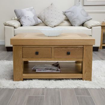 Chunky Oak 2 Drawer Coffee Table