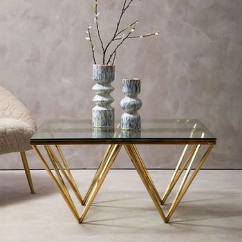 Clearance - Allure Glass Coffee Table Gold Spike Base - FSS15735