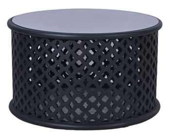 Clearance - Jaipur Round Coffee Table Lattice Black Mango Wood