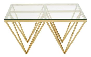 Clearance - Allure Glass Coffee Table Gold Spike Base - FSS15735