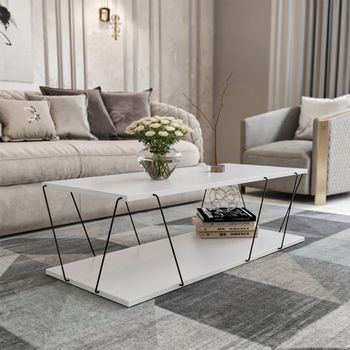 Clearance - Leominster White and Black Rectangle Coffee Table