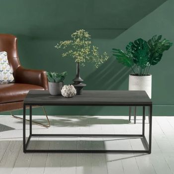 Clearance - Odom Grey Concrete Rectangle Coffee Table with Black Metal Base
