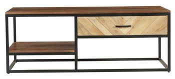 Clearance - Rennes 1 Drawer Rectangle Coffee Table Chevron Rustic Mango Wood