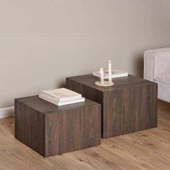 Set of 2 Dice Ash Smoked Square Coffee Table