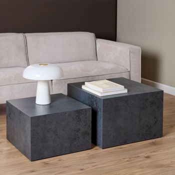 Set of 2 Dice Black Ocean Square Coffee Table