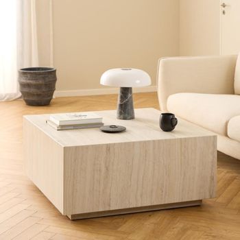 Dice Travertine Effect Square Coffee Table