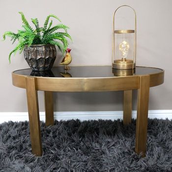 Black and Brass Glass and Metal Coffee Table