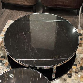 Elba Marble and Glass with Metal Base Round Coffee Table - Sizes Available
