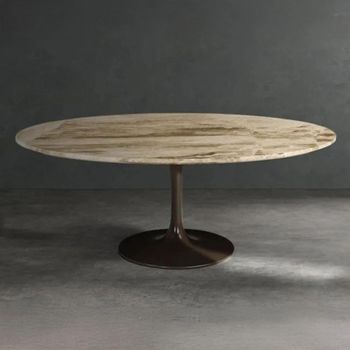 Flute Occasional Round Table Marble with Metal Base - Sizes Available