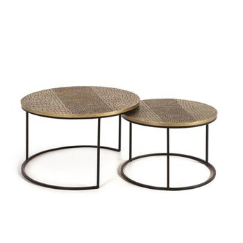 Set of 2 Gawani Bronze Aluminium Round Coffee Table